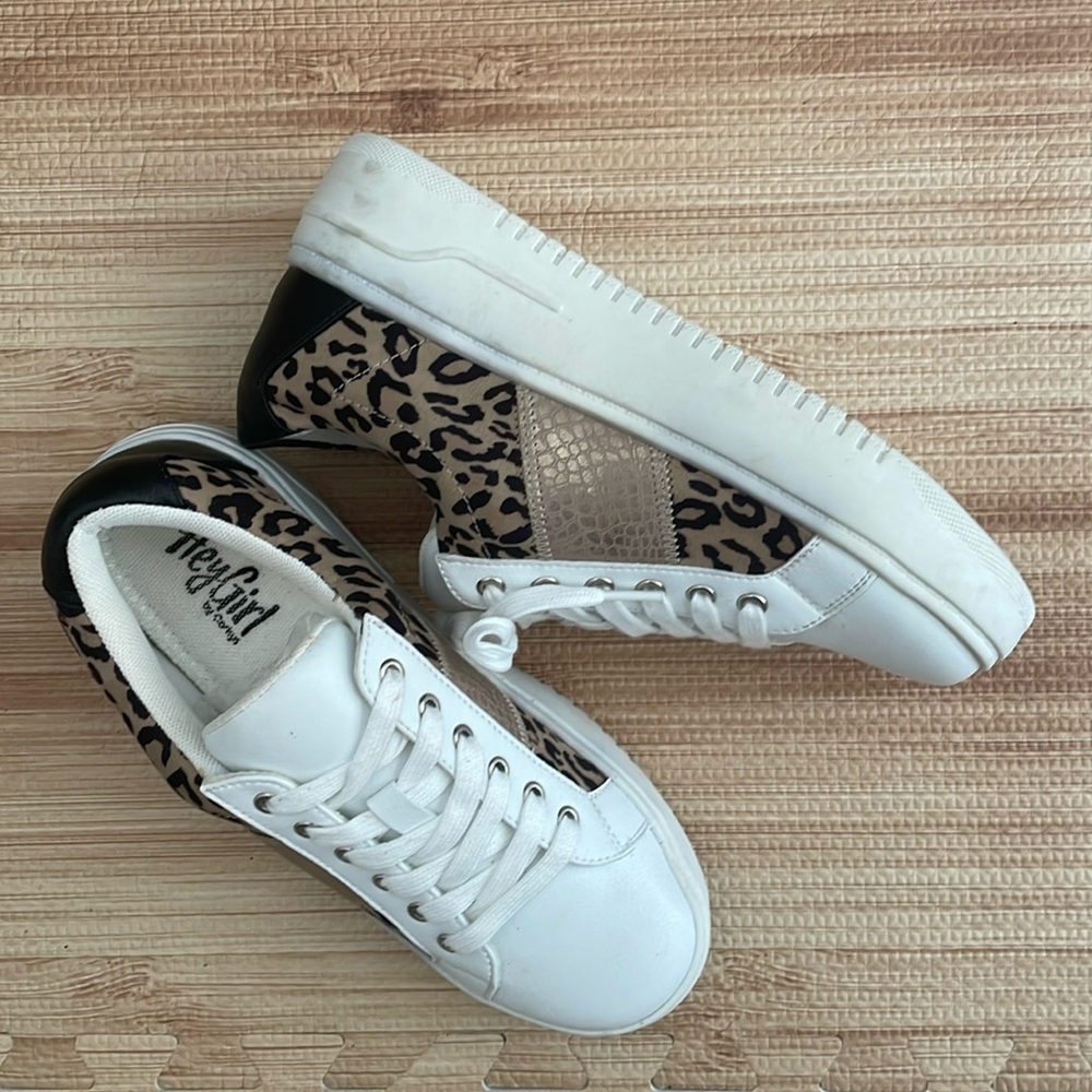 leopard print/white sneakers for women’s size 7